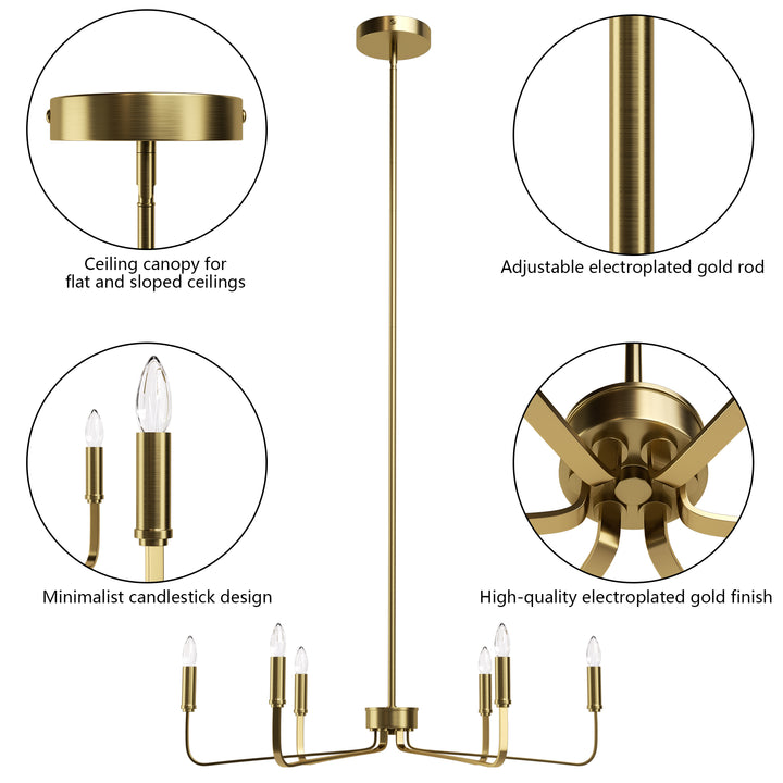 Essence 6 - Light 26"W Dimmable Classic Candle Style Chandelier #29020