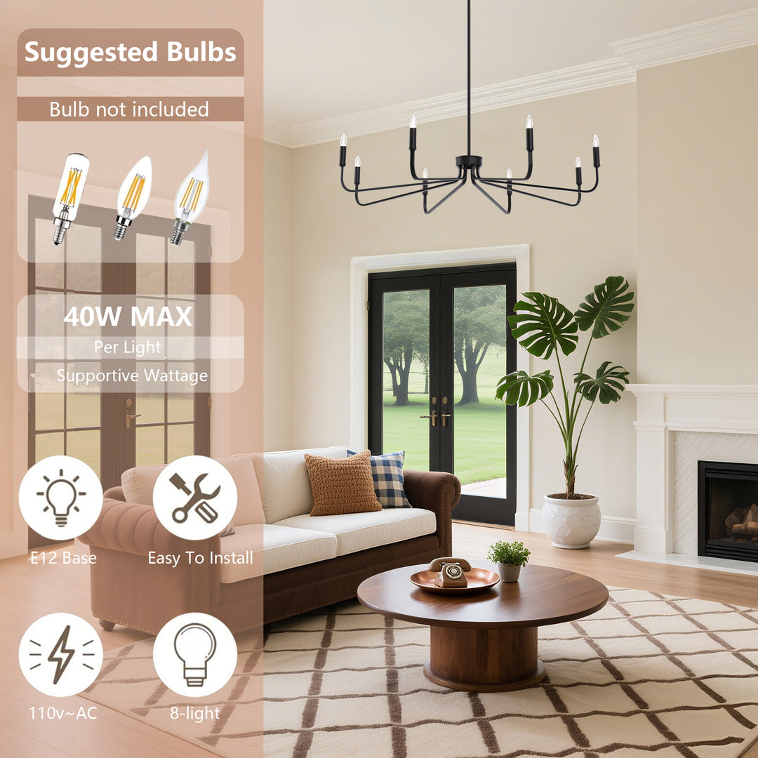 Essence 6 - Light 26"W Dimmable Classic Candle Style Chandelier #29020