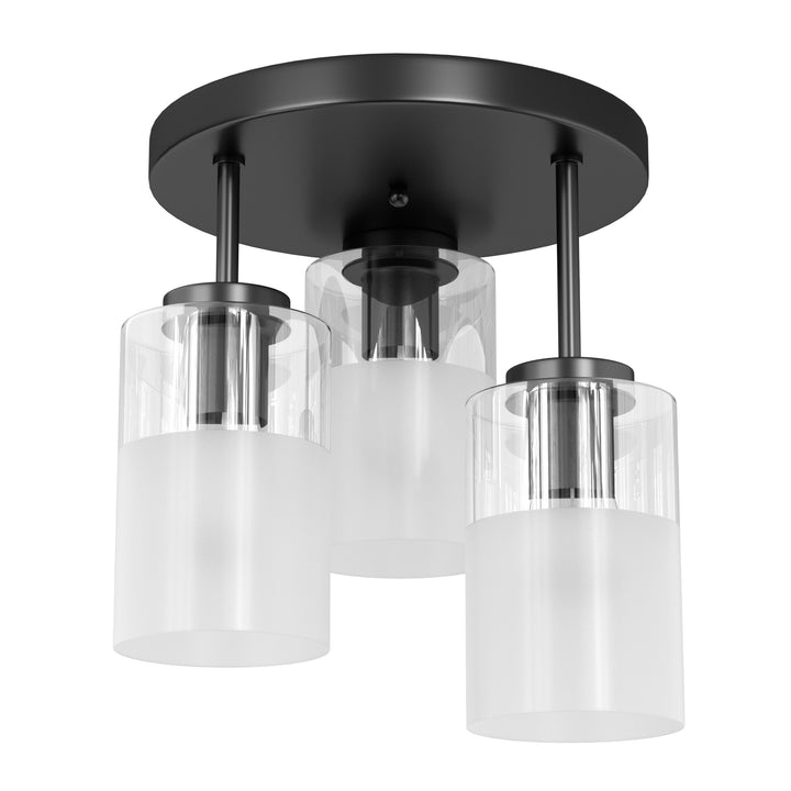 Glimmer 11.5"-3 Lights Modern Clear Glass + Frosted Glass Cluster Semi Flush Mount Ceiling Light #29021