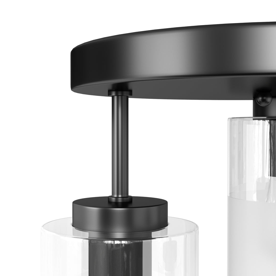 Glimmer 11.5"-3 Lights Modern Clear Glass + Frosted Glass Cluster Semi Flush Mount Ceiling Light #29021
