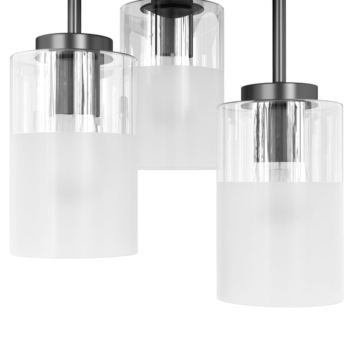 Glimmer 11.5"-3 Lights Modern Clear Glass + Frosted Glass Cluster Semi Flush Mount Ceiling Light #29021