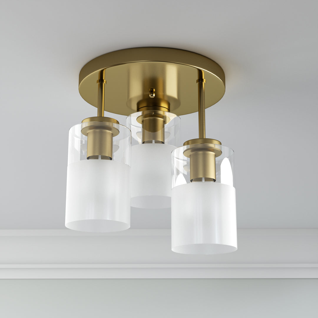 Glimmer 11.5"-3 Lights Modern Clear Glass + Frosted Glass Cluster Semi Flush Mount Ceiling Light #29021
