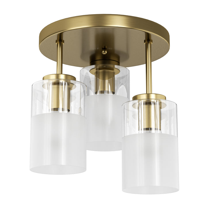 Glimmer 11.5"-3 Lights Modern Clear Glass + Frosted Glass Cluster Semi Flush Mount Ceiling Light #29021