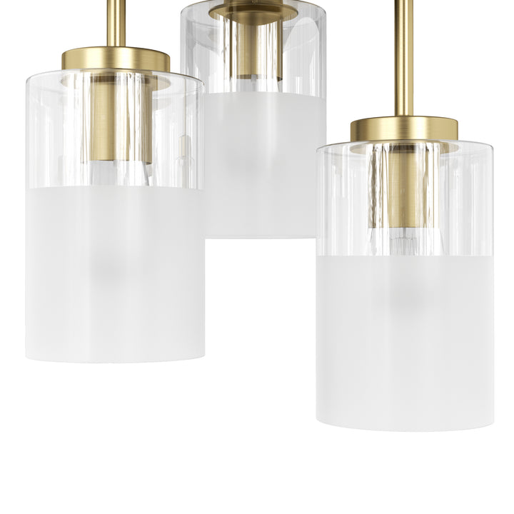 Glimmer 11.5"-3 Lights Modern Clear Glass + Frosted Glass Cluster Semi Flush Mount Ceiling Light #29021