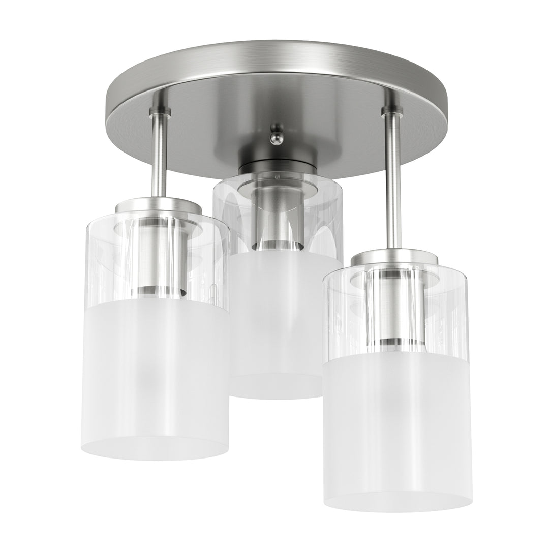 Glimmer 11.5"-3 Lights Modern Clear Glass + Frosted Glass Cluster Semi Flush Mount Ceiling Light #29021