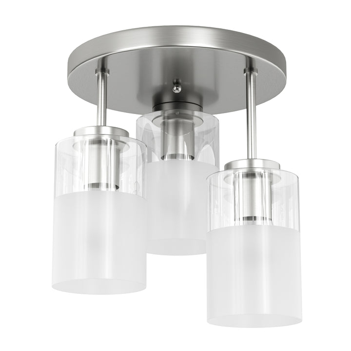 Glimmer 11.5"-3 Lights Modern Clear Glass + Frosted Glass Cluster Semi Flush Mount Ceiling Light #29021