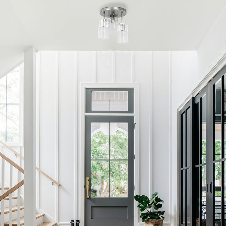 Glimmer 11.5"-3 Lights Modern Clear Glass + Frosted Glass Cluster Semi Flush Mount Ceiling Light #29021