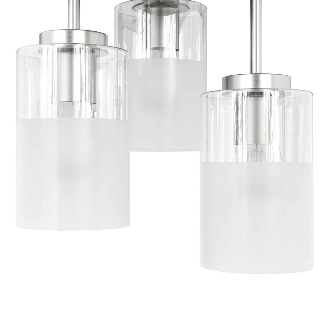 Glimmer 11.5"-3 Lights Modern Clear Glass + Frosted Glass Cluster Semi Flush Mount Ceiling Light #29021