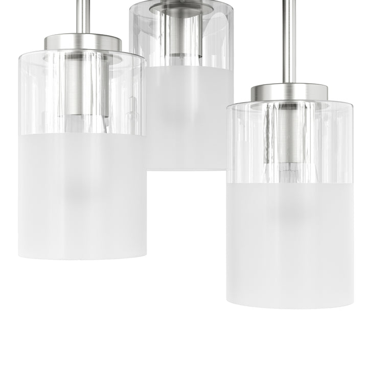 Glimmer 11.5"-3 Lights Modern Clear Glass + Frosted Glass Cluster Semi Flush Mount Ceiling Light #29021