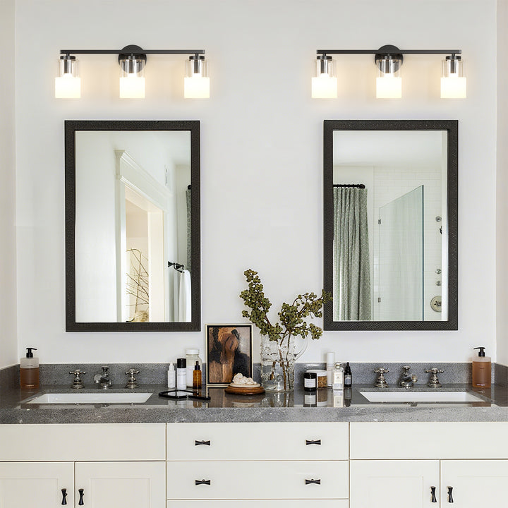 Lumin 24W" 3-Light Dimmable Wall Sconce With Frosted Glass And Clear Glass, E26 Base,Modern Bathroom Vanity Light #29021