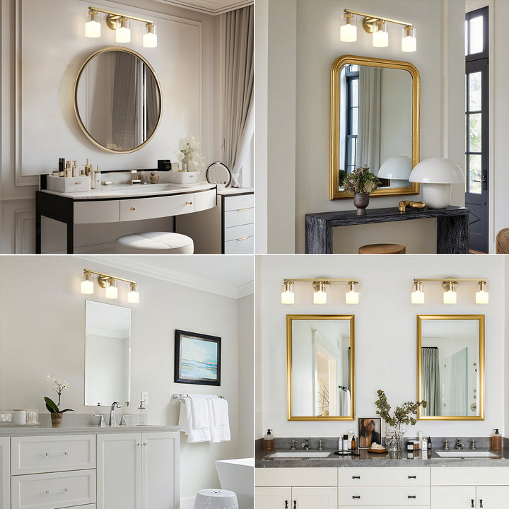 Lumin 24W" 3-Light Dimmable Wall Sconce With Frosted Glass And Clear Glass, E26 Base,Modern Bathroom Vanity Light #29021