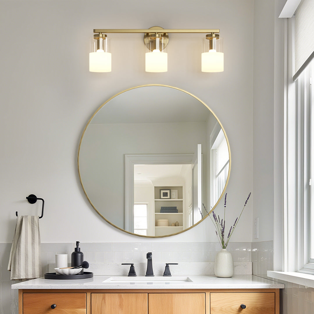 Lumin 24W" 3-Light Dimmable Wall Sconce With Frosted Glass And Clear Glass, E26 Base,Modern Bathroom Vanity Light #29021