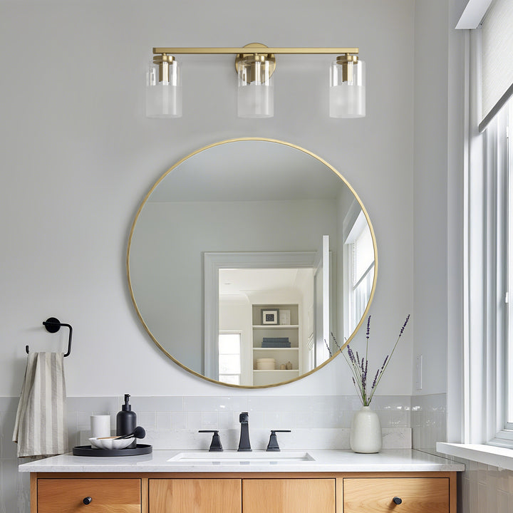 Lumin 24W" 3-Light Dimmable Wall Sconce With Frosted Glass And Clear Glass, E26 Base,Modern Bathroom Vanity Light #29021