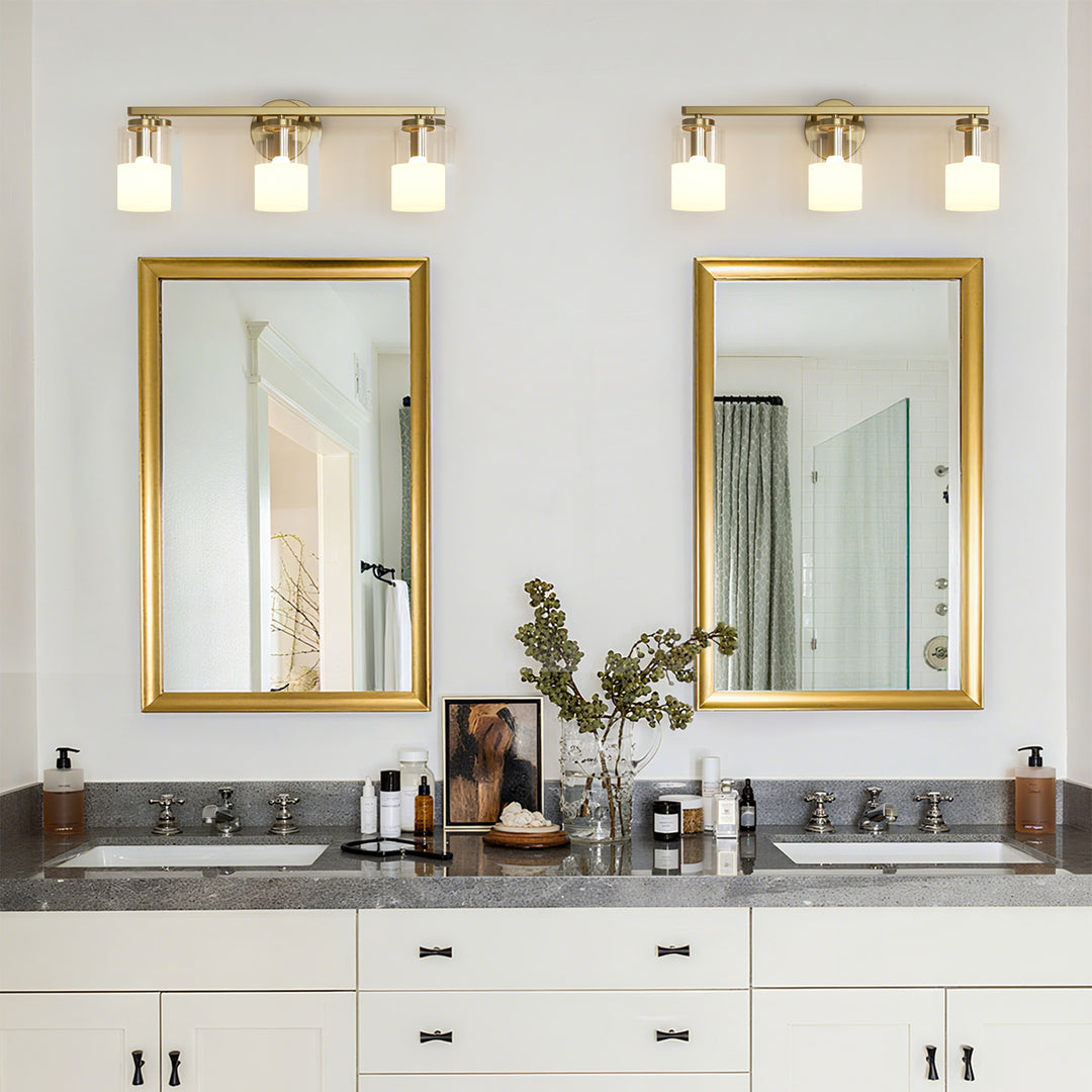 Lumin 24W" 3-Light Dimmable Wall Sconce With Frosted Glass And Clear Glass, E26 Base,Modern Bathroom Vanity Light #29021