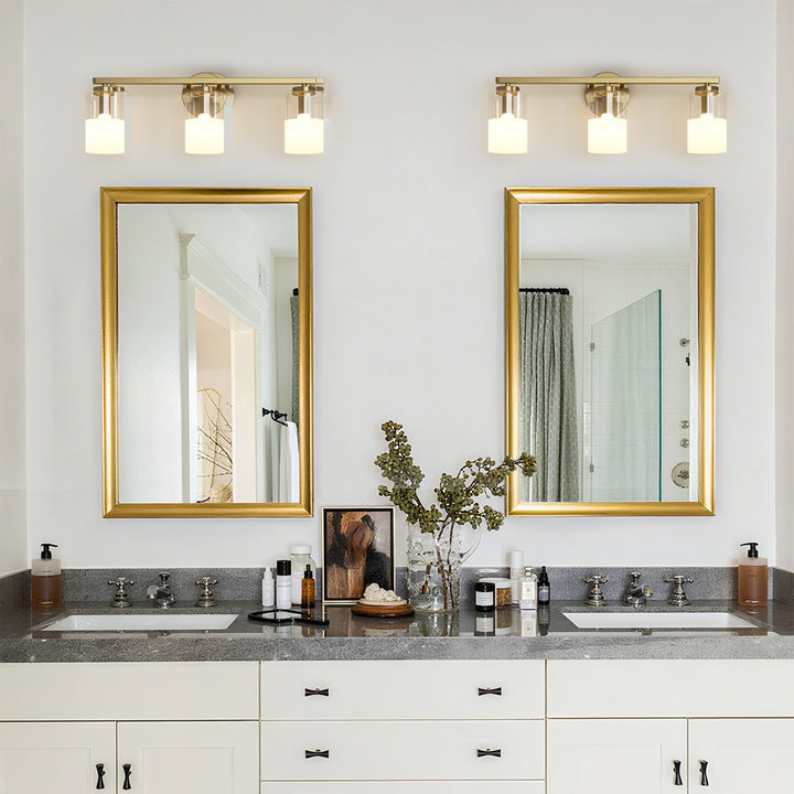 Lumin 24W" 3-Light Dimmable Wall Sconce With Frosted Glass And Clear Glass, E26 Base,Modern Bathroom Vanity Light #29021
