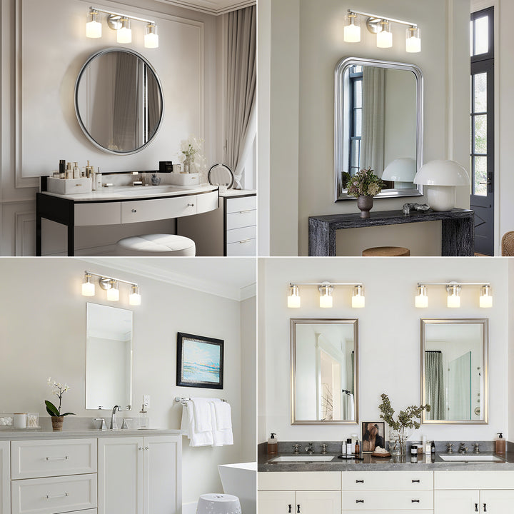 Lumin 24W" 3-Light Dimmable Wall Sconce With Frosted Glass And Clear Glass, E26 Base,Modern Bathroom Vanity Light #29021