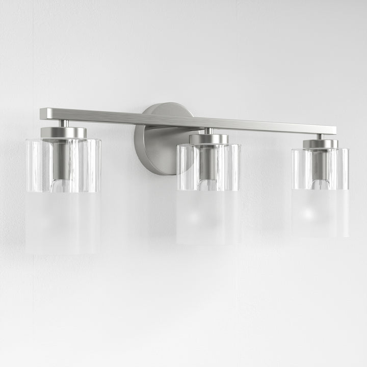 Lumin 24W" 3-Light Dimmable Wall Sconce With Frosted Glass And Clear Glass, E26 Base,Modern Bathroom Vanity Light #29021