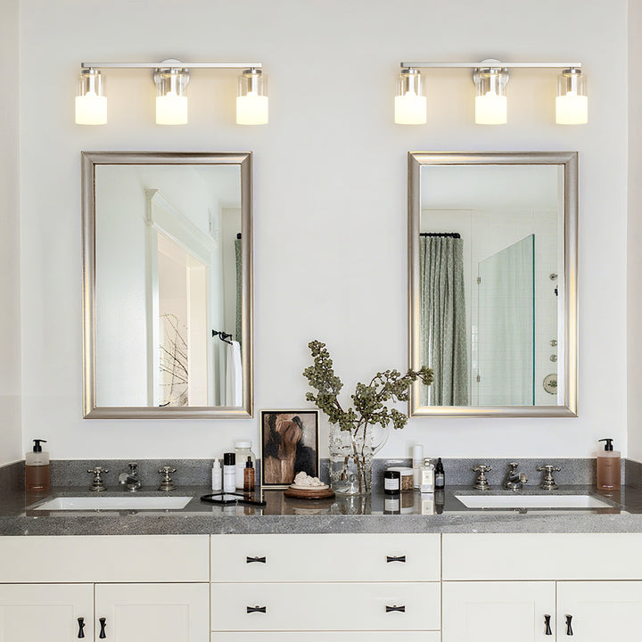 Lumin 24W" 3-Light Dimmable Wall Sconce With Frosted Glass And Clear Glass, E26 Base,Modern Bathroom Vanity Light #29021