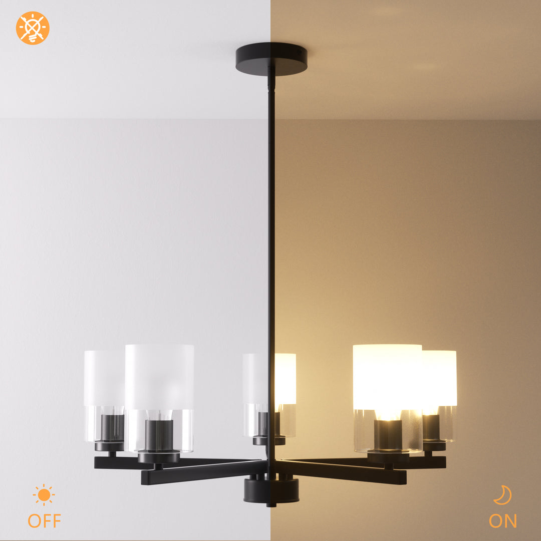 Glimmer 5-Light 26'' Dimmable Frosted Glass Modern/Traditional Chandelier For Dining Room #29024-P5