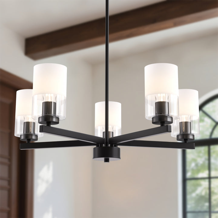Glimmer 5-Light 26'' Dimmable Frosted Glass Modern/Traditional Chandelier For Dining Room #29024-P5