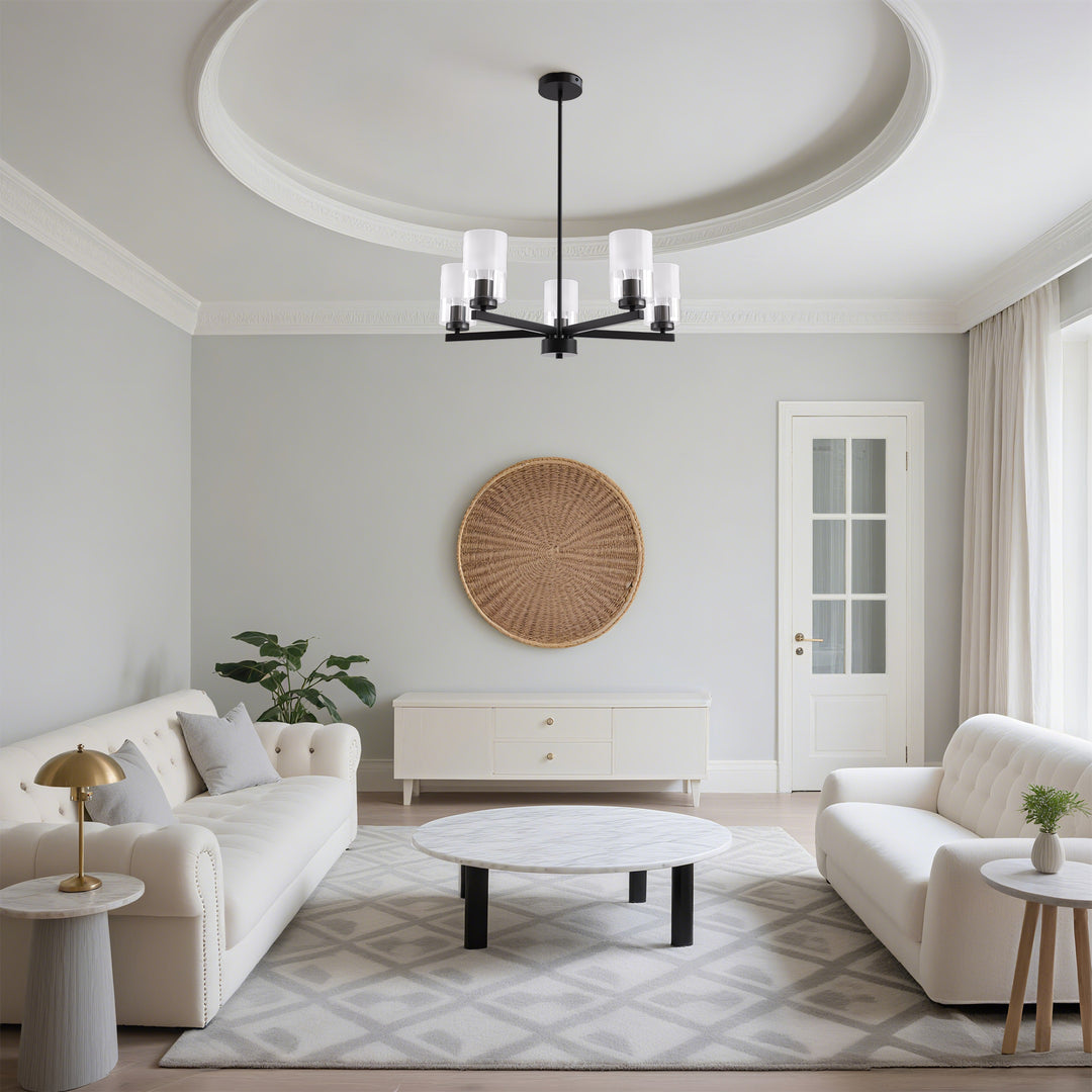Glimmer 5-Light 26'' Dimmable Frosted Glass Modern/Traditional Chandelier For Dining Room #29024-P5