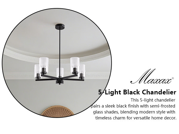Glimmer 5-Light 26'' Dimmable Frosted Glass Modern/Traditional Chandelier For Dining Room #29024-P5