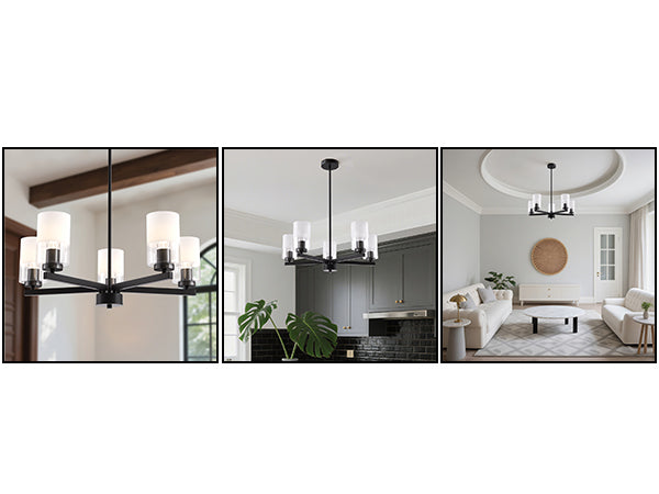 Glimmer 5-Light 26'' Dimmable Frosted Glass Modern/Traditional Chandelier For Dining Room #29024-P5