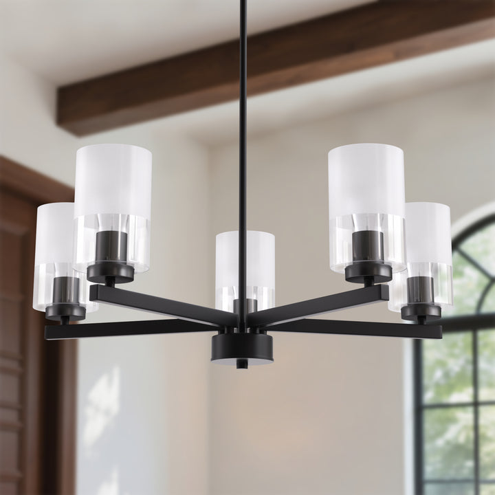 Glimmer 5-Light 26'' Dimmable Frosted Glass Modern/Traditional Chandelier For Dining Room #29024-P5