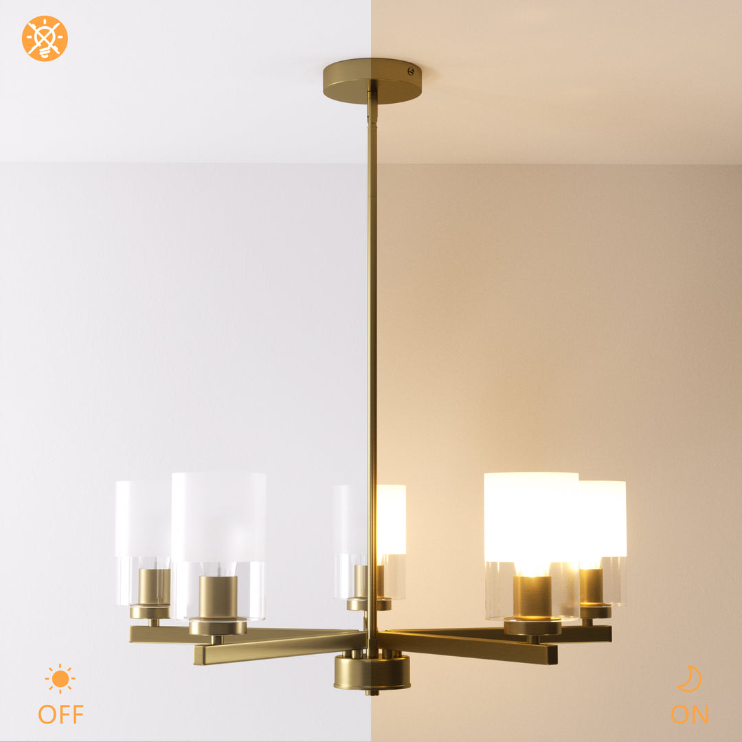 Glimmer 5-Light 26'' Dimmable Frosted Glass Modern/Traditional Chandelier For Dining Room #29024-P5