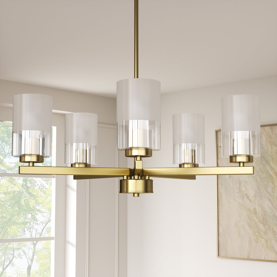 Glimmer 5-Light 26'' Dimmable Frosted Glass Modern/Traditional Chandelier For Dining Room #29024-P5