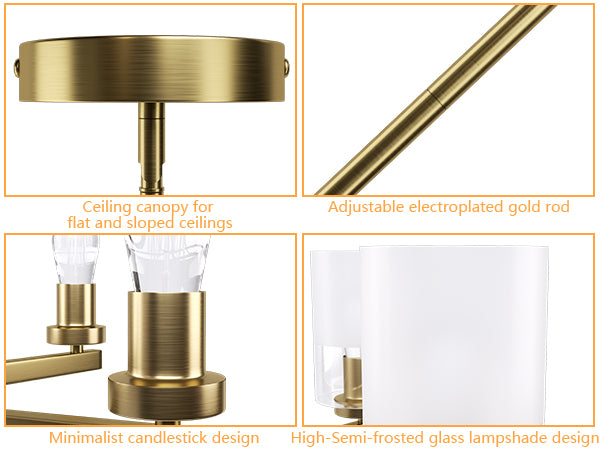 Glimmer 5-Light 26'' Dimmable Frosted Glass Modern/Traditional Chandelier For Dining Room #29024-P5