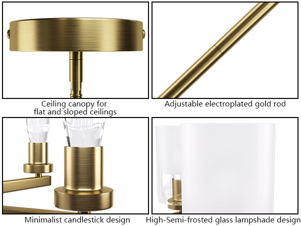 Glimmer 5-Light 26'' Dimmable Frosted Glass Modern/Traditional Chandelier For Dining Room #29024-P5