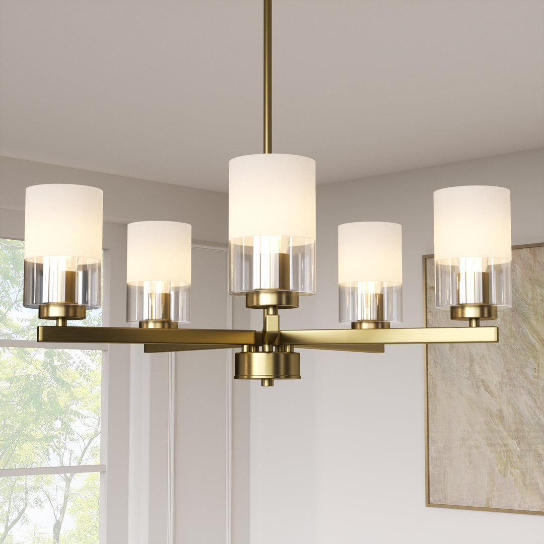Glimmer 5-Light 26'' Dimmable Frosted Glass Modern/Traditional Chandelier For Dining Room #29024-P5