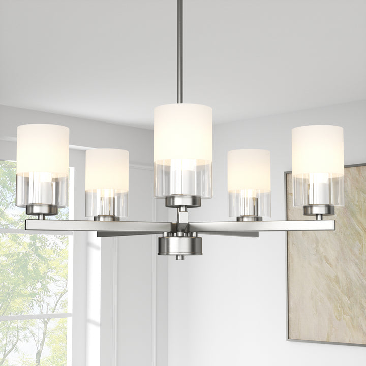 Glimmer 5-Light 26'' Dimmable Frosted Glass Modern/Traditional Chandelier For Dining Room #29024-P5