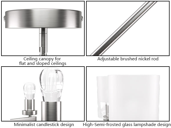 Glimmer 5-Light 26'' Dimmable Frosted Glass Modern/Traditional Chandelier For Dining Room #29024-P5