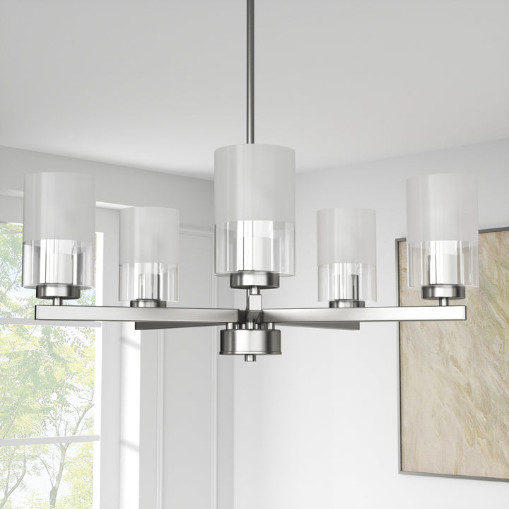 Glimmer 5-Light 26'' Dimmable Frosted Glass Modern/Traditional Chandelier For Dining Room #29024-P5