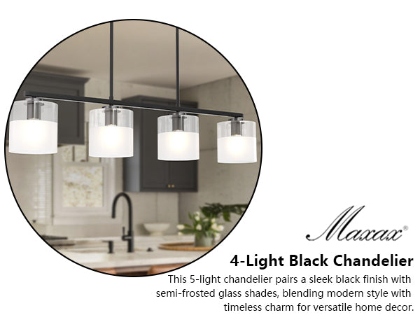 Twilight 4-light 39'' Dimmable Frosted Glass Modern/traditional Chandelier For Dining Room #29025
