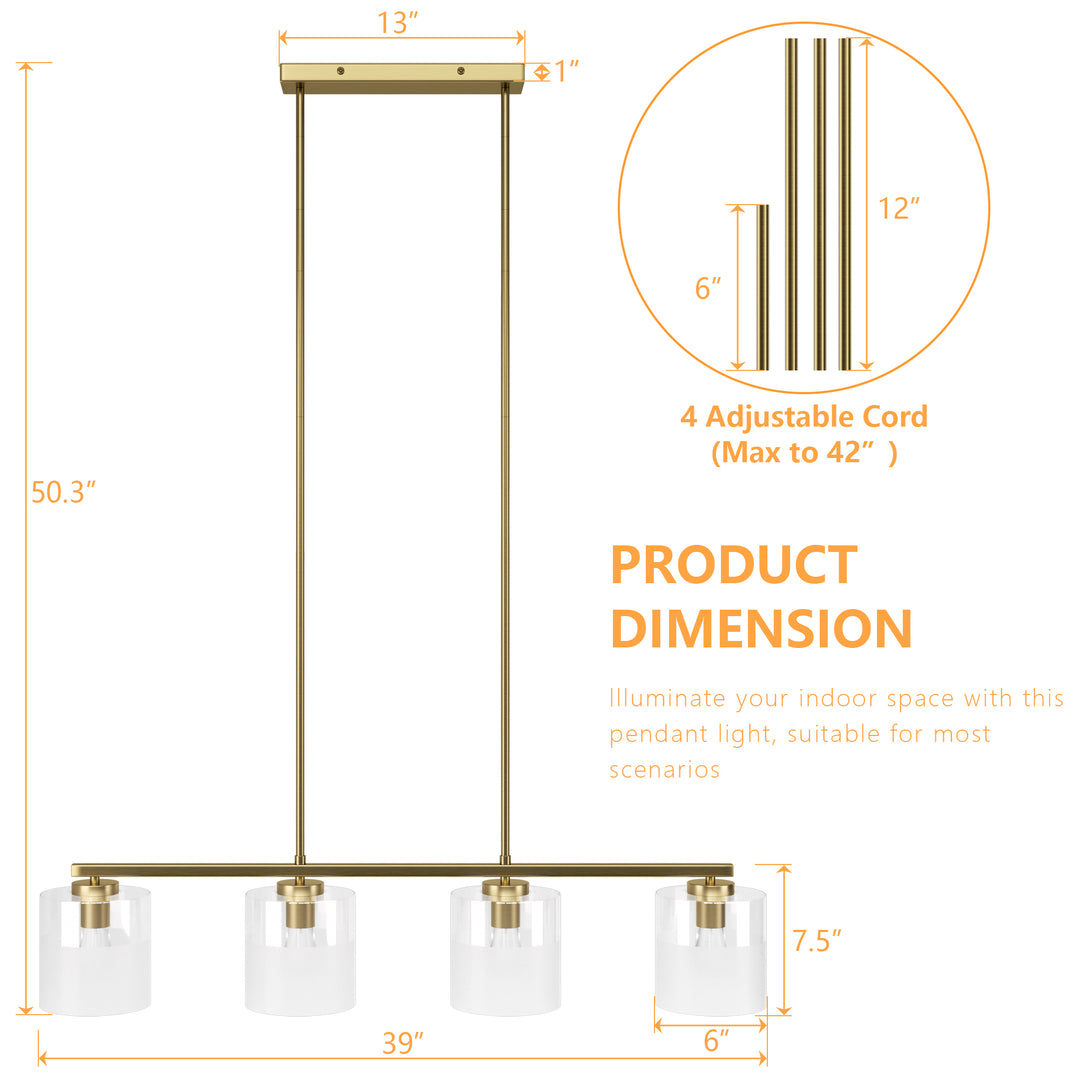 Twilight 4-light 39'' Dimmable Frosted Glass Modern/traditional Chandelier For Dining Room #29025