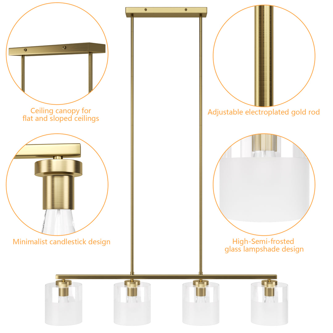 Twilight 4-light 39'' Dimmable Frosted Glass Modern/traditional Chandelier For Dining Room #29025