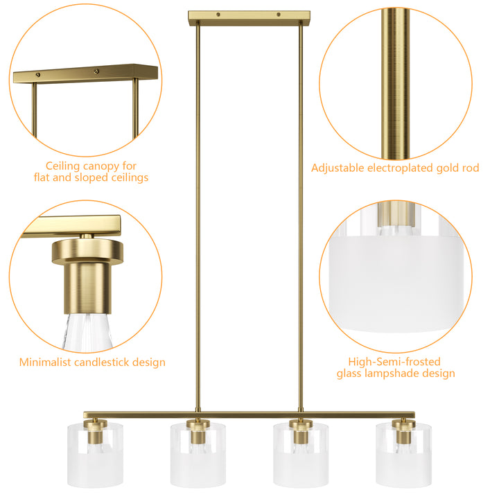 Twilight 4-light 39'' Dimmable Frosted Glass Modern/traditional Chandelier For Dining Room #29025