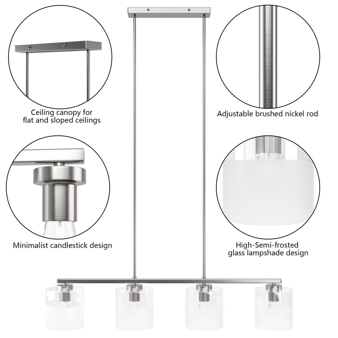 Twilight 4-light 39'' Dimmable Frosted Glass Modern/traditional Chandelier For Dining Room #29025