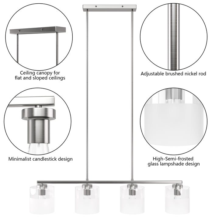 Twilight 4-light 39'' Dimmable Frosted Glass Modern/traditional Chandelier For Dining Room #29025