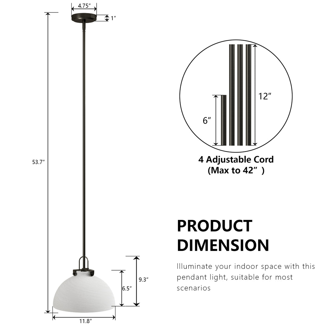 Eclipse 1-light 11.8'' Dimmable Cloud Glass Modern Cone Pendant Light