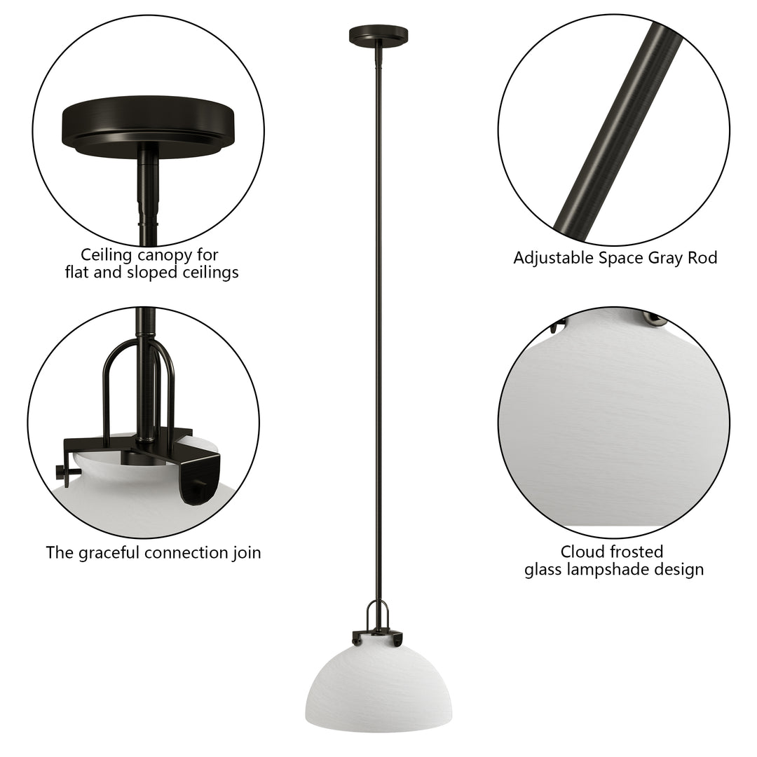 Eclipse 1-light 11.8'' Dimmable Cloud Glass Modern Cone Pendant Light