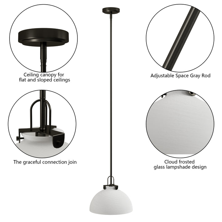 Eclipse 1-light 11.8'' Dimmable Cloud Glass Modern Cone Pendant Light