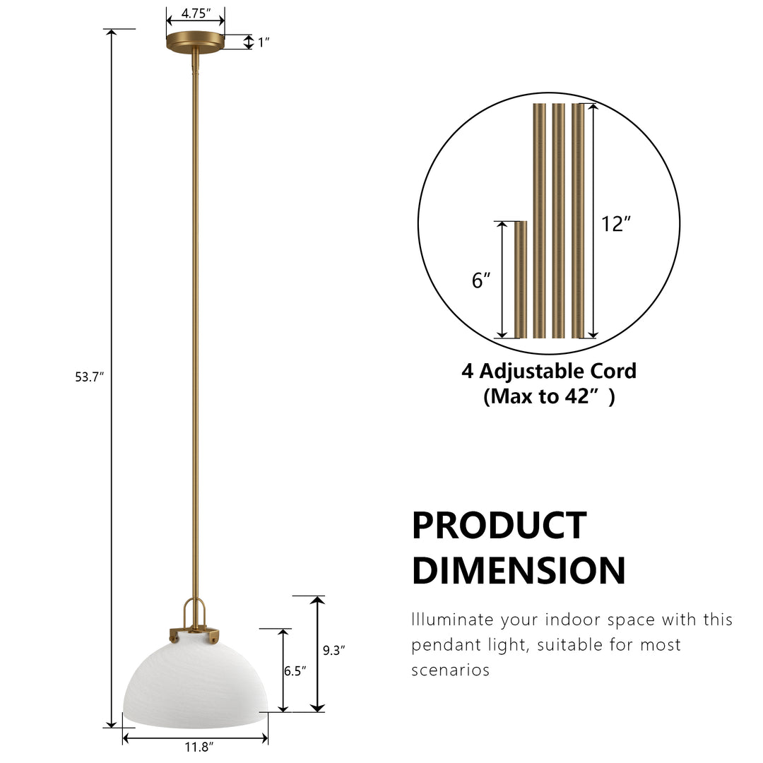 Eclipse 1-light 11.8'' Dimmable Cloud Glass Modern Cone Pendant Light