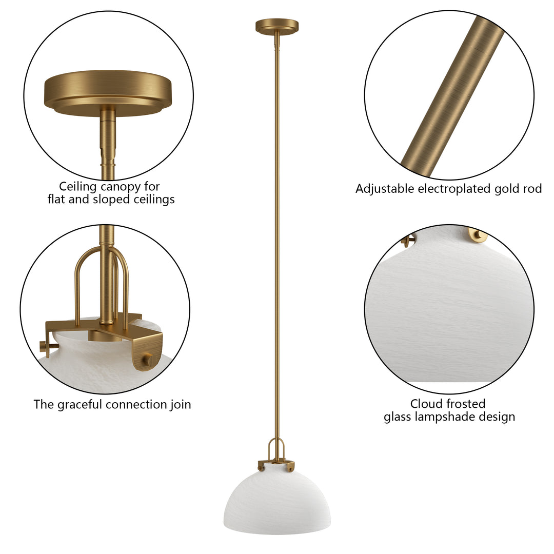 Eclipse 1-light 11.8'' Dimmable Cloud Glass Modern Cone Pendant Light