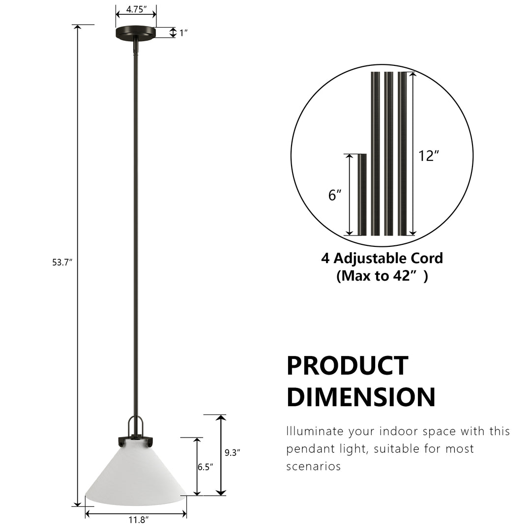 Eclipse 1-light 11.8'' Dimmable Cloud Glass Modern Cone Pendant Light