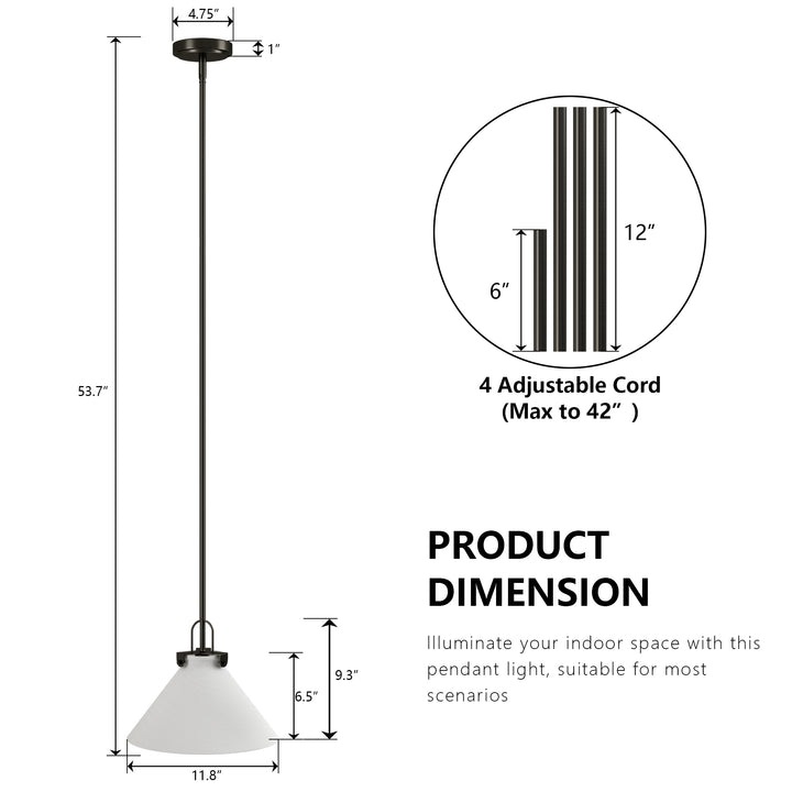 Eclipse 1-light 11.8'' Dimmable Cloud Glass Modern Cone Pendant Light