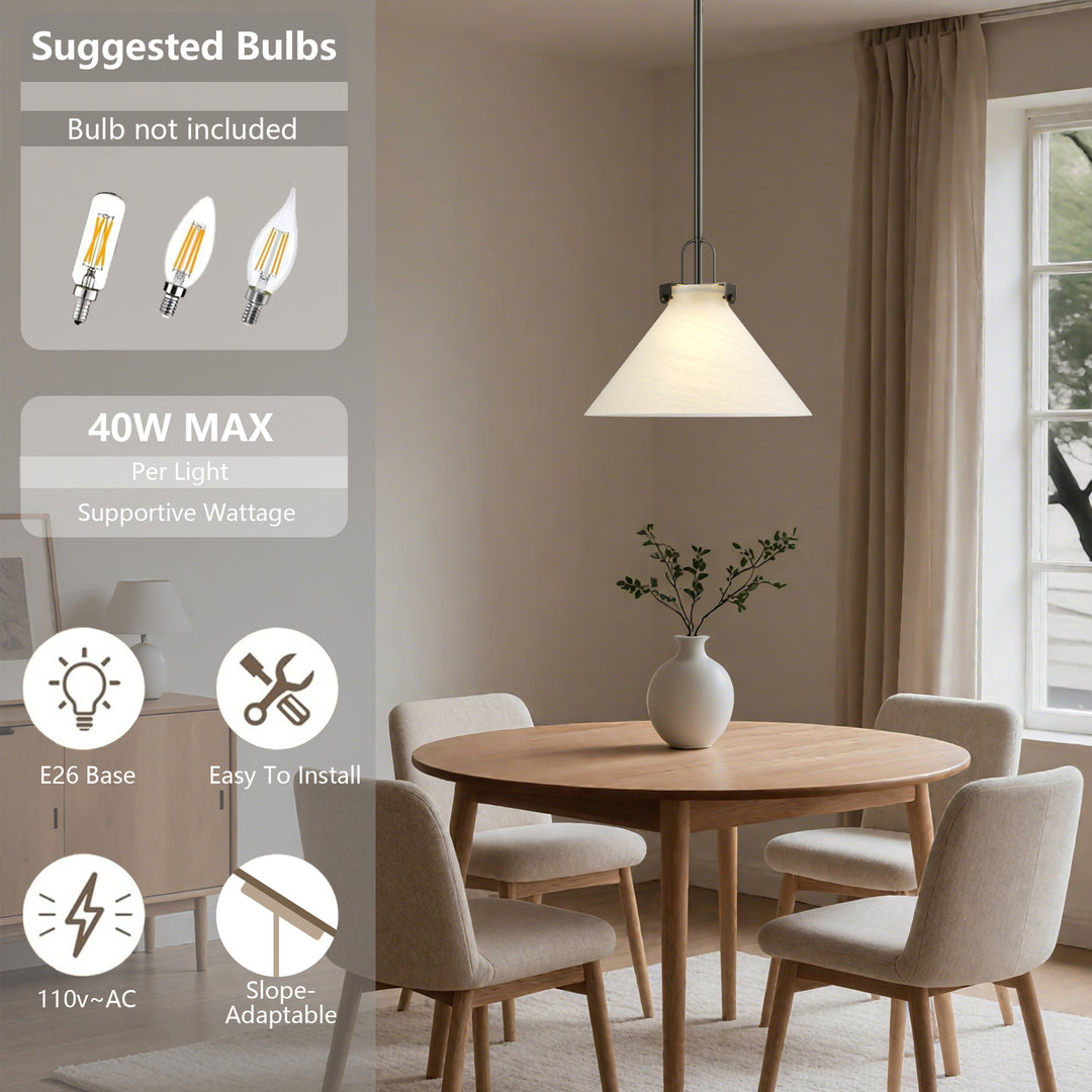 Eclipse 1-light 11.8'' Dimmable Cloud Glass Modern Cone Pendant Light